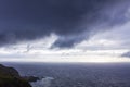 Dramatic sky over Atlantic Ocean coast near Sao Miguel Island, Azores, Portugal Royalty Free Stock Photo