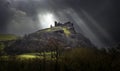 Dramatic sky over Carreg Cennen Castle Royalty Free Stock Photo