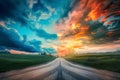 Dramatic Sky Over Country Road Royalty Free Stock Photo