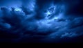 Dramatic sky over dark horizon, ominous thunderstorm brewing outdoors generated by AI