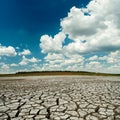 Dramatic sky over drought earth Royalty Free Stock Photo