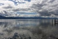 Dramatic sky over Lake Constance and interesting reflection