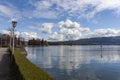 Dramatic sky over Lake Constance and interesting reflection