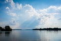 Dramatic sky over Lake Norman at Jetton Park, in Cornelius, North Carolina. Royalty Free Stock Photo