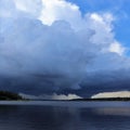 Dramatic sky over the Lule River Royalty Free Stock Photo