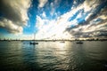 Dramatic sky over Miami Beach bayfront Royalty Free Stock Photo