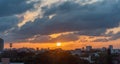 Dramatic sky over Miami at sunset Royalty Free Stock Photo