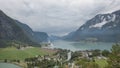 Dramatic sky over of the Norwegian village located at the innermost part of the Sognefjord in Skjolden, Norway Royalty Free Stock Photo