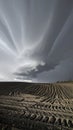 Dramatic Sky Over Plowed Field - A Striking Landscape Royalty Free Stock Photo