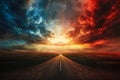 Dramatic Sky over Road to Horizon Royalty Free Stock Photo