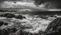 Dramatic sky over rough waters, a stunning non urban seascape generated by AI