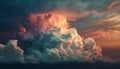 Dramatic sky over tranquil scene at dusk generated by AI