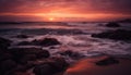 Dramatic sky over tranquil seascape at twilight generated by AI