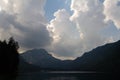 Dramatic sky over Vorderer langbathsee lake in Austria Alp mountain Royalty Free Stock Photo