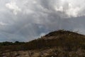 Dramatic sky and rainbow in Tucson, Arizona, near Mission San Xavier del Bac