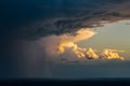 Dramatic sky with storm clouds and golden hues above vast landscape