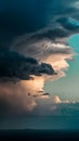 Dramatic sky with storm clouds and golden hues above vast landscape