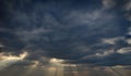 Dramatic sky with storm clouds before rain. Panoramic view of the stormy sky and dark clouds. Concept on the theme of weather, Royalty Free Stock Photo