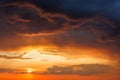 Dramatic sky with storm clouds during sunset Royalty Free Stock Photo