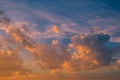 Dramatic sky with stormy clouds at sunset Royalty Free Stock Photo