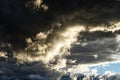 Dramatic sky with stormy clouds at sunset. Natural photo background Royalty Free Stock Photo