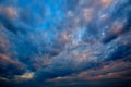 Dramatic sky with stormy clouds in sunset Royalty Free Stock Photo