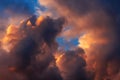 Dramatic sky in summer sunset with vibrant clouds Royalty Free Stock Photo