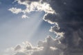 Dramatic Sky and Sun Rays Background. Sunbeams Light and Moody Cloudscape