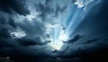 Dramatic Sky with Sun Rays Breaking Through a Dark Stormy Cloudscape Royalty Free Stock Photo
