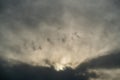 Dramatic sky at sunset, black gray sight