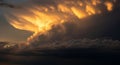 Dramatic Sunset Sky with Fiery Orange and Dark Storm Clouds image photo Royalty Free Stock Photo