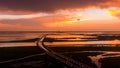 Dramatic sky at sunset on Mobile Bay, Alabama Royalty Free Stock Photo