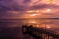 Dramatic sky at sunset on Mobile Bay, Alabama Royalty Free Stock Photo