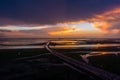 Dramatic sky at sunset on Mobile Bay, Alabama Royalty Free Stock Photo