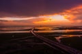 Dramatic sky at sunset on Mobile Bay, Alabama Royalty Free Stock Photo