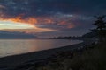 Dramatic Sky and Sunset Over Orcas Island, Washington, USA. Royalty Free Stock Photo