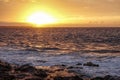 Dramatic sky at sunset over the sea. Orange landscape Royalty Free Stock Photo