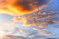 Dramatic sky sunset or sunrise colorful red and orange sky over cloud beautiful multicolor fiery background Royalty Free Stock Photo