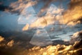 Dramatic sky with symbol of radioactivity Royalty Free Stock Photo