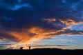 Dramatic sky whith orange clouds at sunset in the countryside in Utah USA Royalty Free Stock Photo