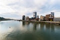 Dramatic Skyline of Downtown above the Monongahela River in Pitt Royalty Free Stock Photo