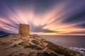 Dramatic sunset at Punta Spanu on the coast of Corsica Royalty Free Stock Photo