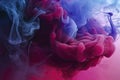 Dramatic smoke and fog in contrasting vivid red, blue, and purple colors. Vivid and intense abstract background Royalty Free Stock Photo