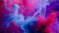 Dramatic smoke and fog in contrasting vivid red, blue, and purple colors. Vivid and intense abstract background or wallpaper. Royalty Free Stock Photo