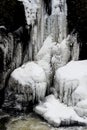 Dramatic Snow and Ice Formations by Waterfall