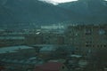 Dramatic Soviet City with Mountains in Armenia