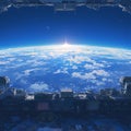 Dramatic Space Exploration - View of Earth from Orbit Royalty Free Stock Photo