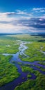 Dramatic Splendor: Captivating Air Photo Of Marshland In Native American Art Style