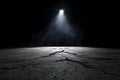 Dramatic Spotlight on Cracked Ground Stage Setting Dark Background Smoke Effect Royalty Free Stock Photo