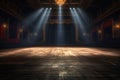 dramatic spotlight on an empty theater stage floor Royalty Free Stock Photo